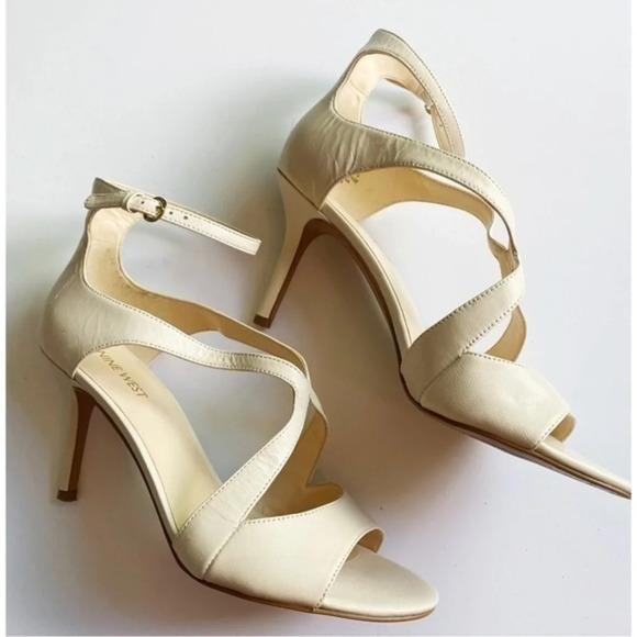 Nine West • Cream Gerbera Strappy Heels Sandals - Picture 1 of 5